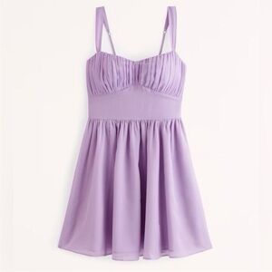 Abercrombie & Fitch Lavender Purple Smocked Ruched Chiffon Mini Dress